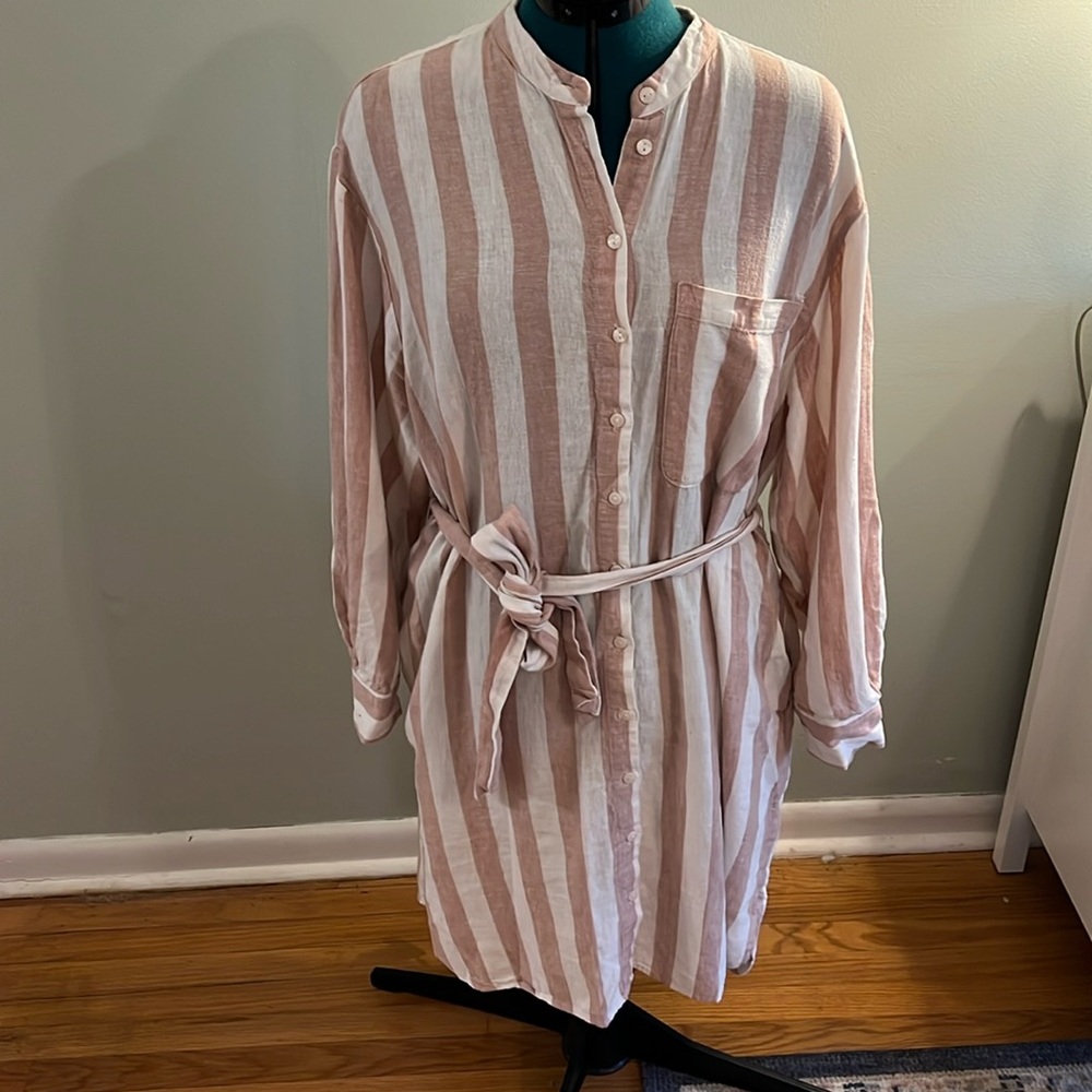 A New Day long sleeve belted button up tunic dress